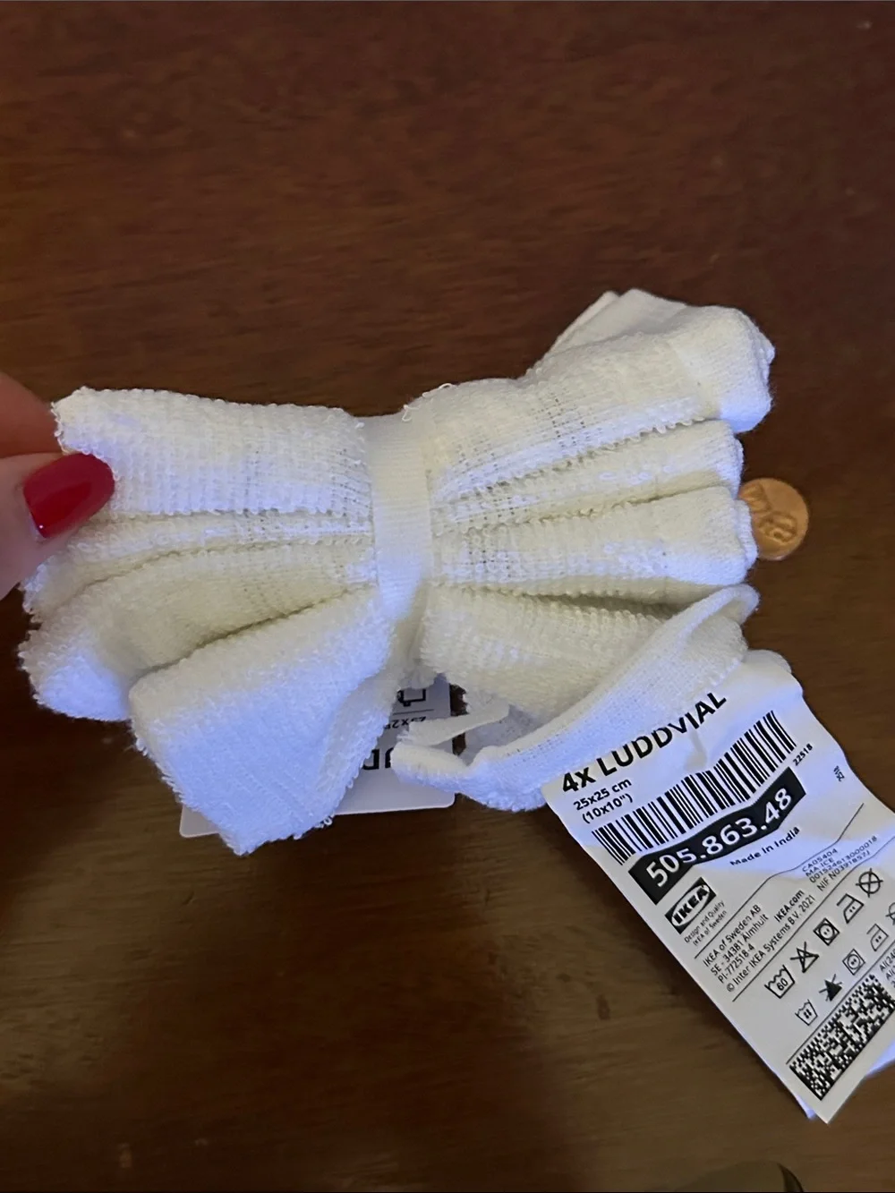 IKEA LUDDVIAL White Washcloths - 4 Pack